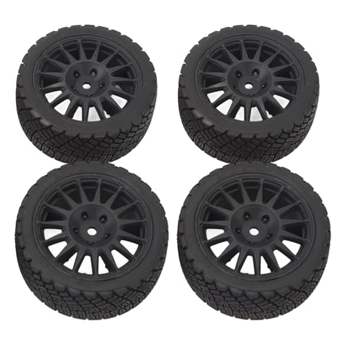 4-teilige RC-Car-Räder, 1/10 RC-Car-Reifen und Kunststofffelgen-Set – RC-Drift-Räder Als Ersatz für Tamiya TT01, TT02, XV01 – Premium-Qualität (Black) von Gugxiom