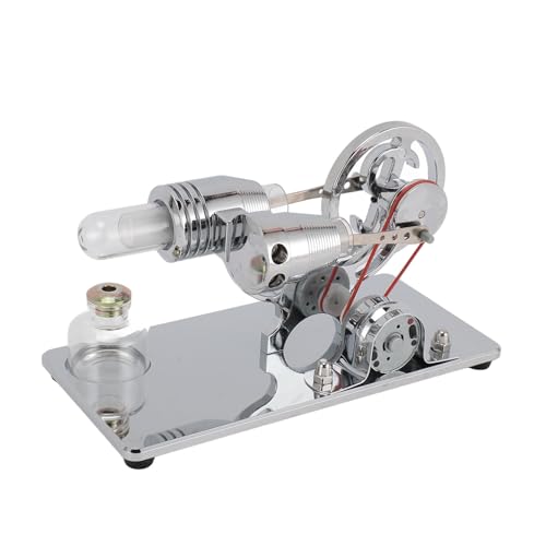 Lernmodell für Stirlingmotormotoren, Spielzeug-Stromgenerator-LED-Leuchten-Kit, Unterrichts-Stirlingmotor-Kit für Erwachsene, Desktop-Lernspielzeuggeschenke für Ingenieure (Silver) von Gugxiom
