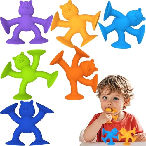 Saugnapf Spielzeug Kinder, Badewannen Spielzeug,Niedlicher Bär Montessori Spielzeug ab 3 Jahre Reise Spielzeug Autismus Sensorik Spielzeug Silikon Bausteine Spielzeug für 3 4 5 6 7 8 Jahre von Guibola