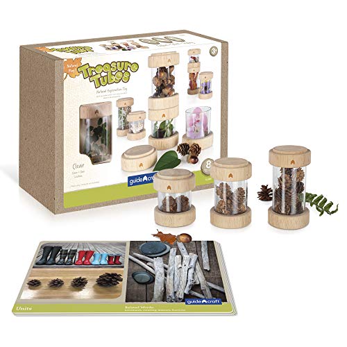 Guidecraft - 8 Schatz Tubes (transparent) - Schatztube Set für Kinder ab 3 Jahren mit 8 Röhren und 8 Deckeln von Guidecraft