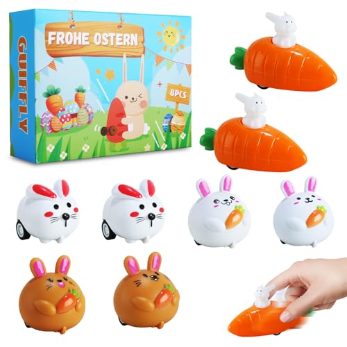 Guiffly Aufziehbare Hasen Set, 8 Stück Aufziehspielzeug Hasen mit Karotte kleine Aufziehbare Osterhasen Set Osterdeko Ostergeschenke für Kinder Party-Überraschung früherziehung von Guiffly