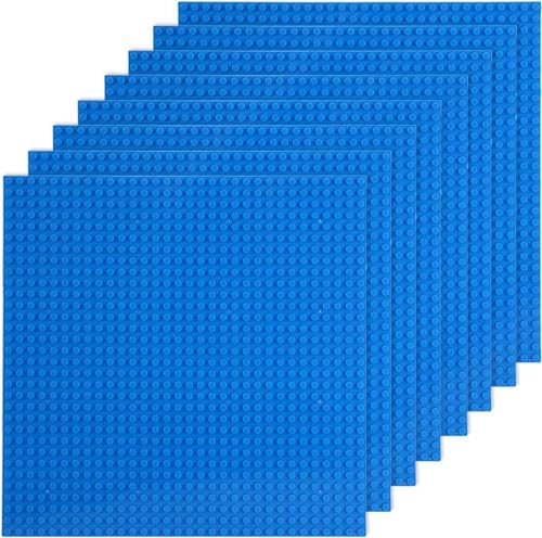 8 Platten-Set Bauplatte Kompatibel mit Meisten Marken,Classic Bausteine Grundplatte,Kompatibel mit Bauplatte Lego Classic,25.5 * 25.5cm,Blaue Grundplatte von Guihumz