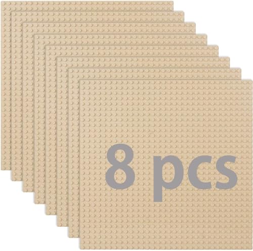 8 Platten-Set Bauplatte Kompatibel mit Meisten Marken,Classic Bausteine Grundplatte,Kompatibel mit Bauplatte Lego Classic,25.5 * 25.5cm,Sand Grundplatte von Guihumz