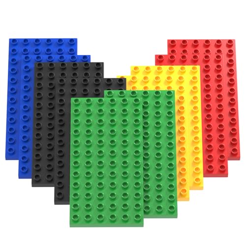 Guihumz 10 Stück Bauplatte Groß Platten 19cm x 9.5 cm Große Grundplatte Kompatibel mit großen Bausteinen Aller führenden Marken (10pcs(2*Rot+2* Grün+2*Blau+ 2*Gelb+ 2*Schwarz)) von Guihumz