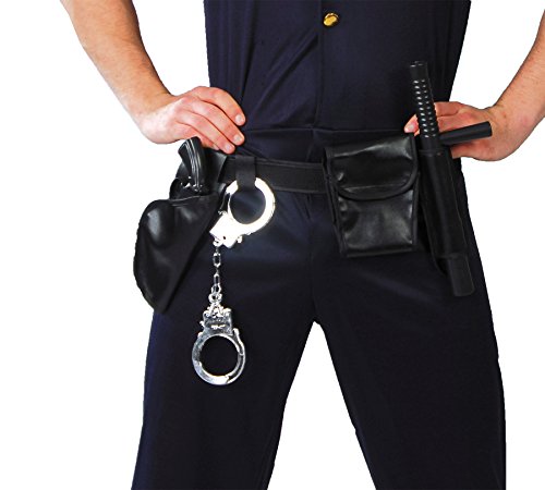 FIESTAS GUIRCA | Polizeigurt mit Handschellen, Pistole und Schlagstock - Zubehör für SWAT- und Gesetzeshüter Kostüme - Ideal für Halloween, Karneval und Kostümpartys - Für alle Nutzer - Schwarz von FIESTAS GUIRCA