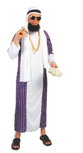 Guirca- Disney Kostüm Scheich Kaftan Arabo Erwachsene mit Turban weiß, violett, 80067 von Fiestas GUiRCA
