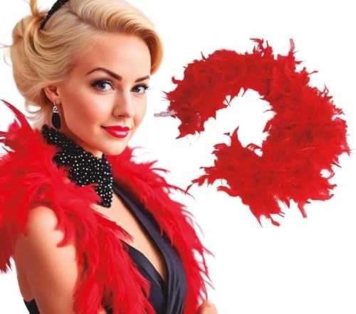 FIESTAS GUIRCA | Rote Federboa - Kostümzubehör für Erwachsene - Ideal für 20er Jahre Partys, Karneval, Halloween und Cabaret Themenfeiern - Rot von FIESTAS GUIRCA