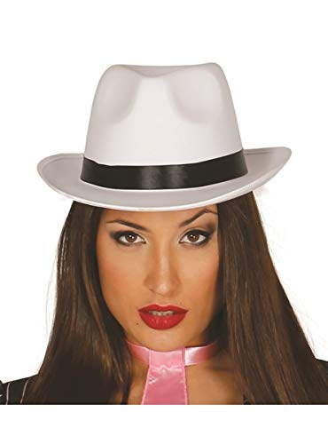 Guirca Fiestas GUI13389 - Weisser Satin Gangster-Hut von Guirca