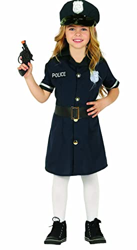 Fiestas Guirca Polizistin Mädchen Kostüm inklusive dunkelblaues Kleid mit Gürtel und Polizeimütze Alter 7-9 Jahre für Halloween oder Karneval/Fasching von Fiestas Guirca