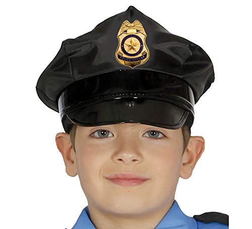 Guirca schwarze Polizeimütze Hut für Kinder Polizei Mütze Karneval Fasching Polizist Mütze Cop von Fiestas GUiRCA