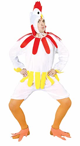 FIESTAS GUIRCA Hahn Kostüm Herren - Huhn Kostüm Erwachsene Karneval inkl. Hühnchen Hut - Größe M 48 –50 - Hühner Kostüm Fasching Kostüme für Erwachsene, Kostüm Huhn Tierkostüm Herren, Chicken Costume von FIESTAS GUIRCA