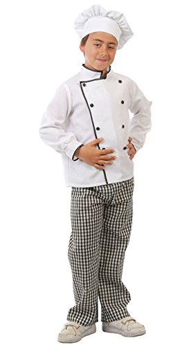 Guirca - Koch Kostüm mit Anzug und Mütze, für Kinder von 10-12 Jahren, schwarz/weiß (81583) von Fiestas GUiRCA