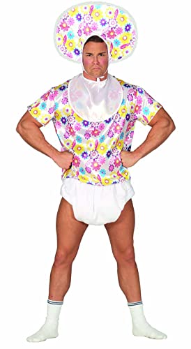 FIESTAS GUIRCA Baby Kostüm Für Erwachsene inkl. Oberteil, Lätzchen, Windel, Kopfbedeckung - Größe M 48 – 50 - Riesen Babykostüm Erwachsene, Karneval, lustige Herren Fasching Kostüme für Erwachsene von FIESTAS GUIRCA