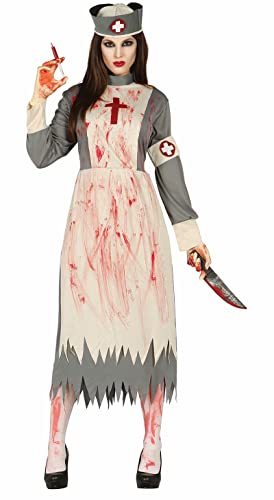 Fiestas GUiRCA Killer Krankenschwester Halloween Kostüm Damen – Vintage Zombie Krankenschwester Uniform mit Krankenschwester Haube – Blutiges Halloween Kostüm Dame 42 – 44 (L) von Fiestas GUiRCA
