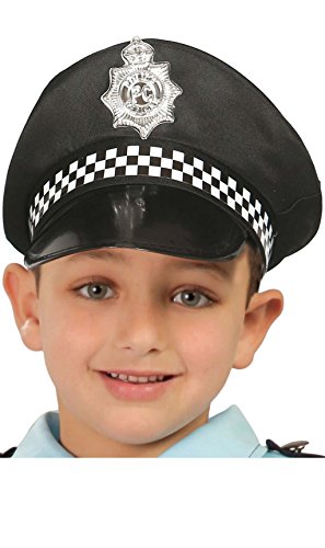 schwarzer Polizei Hut für Kinder Polizeimütze Karneval Fasching Polizist Mütze Cop von Fiestas GUiRCA