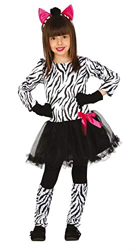 Guirca-Kostüm Zebra Mädchen 7-9 Jahre, Weiß und Schwarz, 83230 von Fiestas GUiRCA