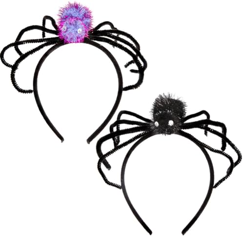 Gujey Hexenhut Haarreif Set, Halloween Spinne Stirnband Halloween Kostüm Stirnband Spinne Kopfschmuck Haarband Spinnennetz Haarreifen Cosplay Kostüm Haarschmuck 2PCS von Gujey
