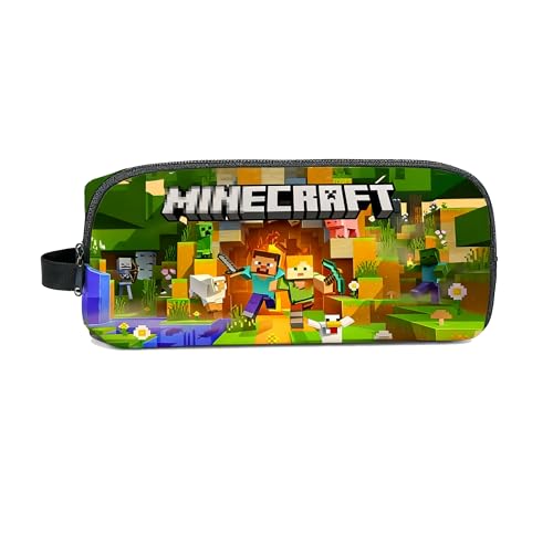 Gujey Minecr Federmäppchen, Minecr Anime Mäppchen Cartoon Federtasche Kapazität Mäppchen Hohe Kapazität Federmäppchen für Kinder Pencil Bag für Studenten Teenager Büro, Schulbürobedarf von Gujey