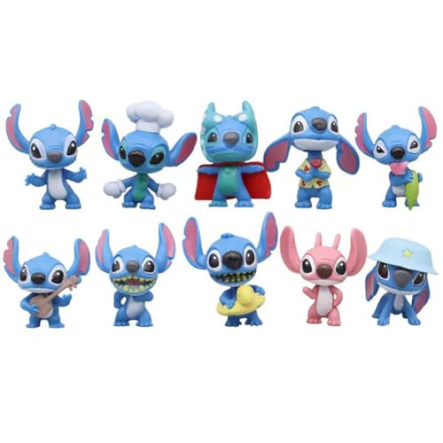 Lilo und Stitch Figuren set, Karikatur Tortendekoration, Lilo & Stitch Geburtstag Kuchen Dekoration, Figuren Set für Kindergeburtstage Tortendekoration Kit für Kindergeburtstagsfeiern 10 PCS von Gujey