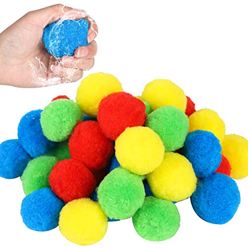 40 Stück Wasserballons, Wiederverwendbare Wasserbälle, Baumwolle Splash Soaker Bälle, Wasserbomben Bälle, Hochabsorbierende Wasserbomben Ball Für Schwimmbad, Strand, Outdoor Spielen (4 Farben) von Gukasxi