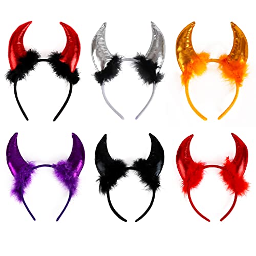 6 Stück Halloween Stirnband Teufelsohren Teufel Horn Haarband Haarreifen Teufel Haarschmuck Kopfschmuck Haarband Karneval Halloween Party Kostüm Zubehör Maskerade Party Foto Requisiten Dekoration von Gukasxi