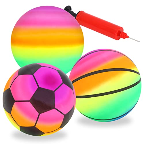 Gukasxi 3 Stück Regenbogen Inflation Strand Bälle mit Pumpe, Rainbow Bouncy Kickball Kinder Sport Spielen Ball Wasserball Fußball Handball Spielzeug für Indoor Outdoor Spielplatz Aktivitäten Gukasxi 3 Stück Regenbogen Inflation Strand Bälle mit Pumpe, Rainbow Bouncy Kickball Kinder Sport Spielen Ball Wasserball Fußball Handball Spielzeug für Indoor Outdoor Spielplatz Aktivitäten von Gukasxi