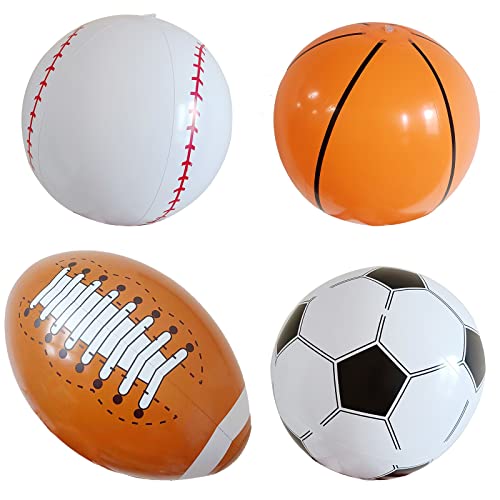 Gukasxi 4 Stück aufblasbarer Strandball 40cm Wasserball Aufblasbarer PVC-Fußball-Basketball-Baseball-Fußball, Strandball Beachball für Pool Strand oder als Deko in Durchmesser Gukasxi 4 Stück aufblasbarer Strandball 40cm Wasserball Aufblasbarer PVC-Fußball-Basketball-Baseball-Fußball, Strandball Beachball für Pool Strand oder als Deko in Durchmesser von Gukasxi