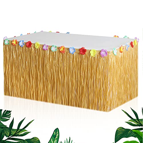 Gukasxi Hawaii Tischröcke, 275 x 75cm, Hawaii Luau Tischdeko Partyartikel, Hawaii Party Dekoration mit Mehrfarbe Blumen, Hawaiian Grass Table Skirt, für Bar BBQ Tropischen Sommer Garten Party Deko Gukasxi Hawaii Tischröcke, 275 x 75cm, Hawaii Luau Tischdeko Partyartikel, Hawaii Party Dekoration mit Mehrfarbe Blumen, Hawaiian Grass Table Skirt, für Bar BBQ Tropischen Sommer Garten Party Deko von Gukasxi
