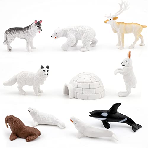 Gukasxi Polartiere 10 Stück realistische Tierfiguren Kunststoff Pinguin Eisbär Action Modell für frühes Lernspielzeug Geburtstag Cupcake-Topper für Kinder und Erwachsene von Gukasxi
