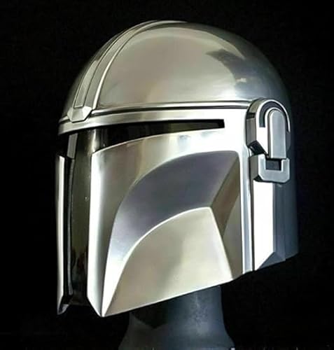 Handgefertigter mittelalterlicher Mandalorianer Helm Wars Star Cosplay Black Series Kostüm Fett neue Vollmaske Premium Hard Style Mittelalter Rüstung Halloween Helm, Chrom von Gulvintilabcal