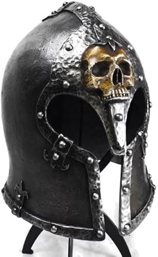 Gulvintilabcal Mittelalter Fantasy Evil Knight Ominous Skull Helm Perfekte Replik für Cosplay LARP & Sammler Schwarz von Gulvintilabcal