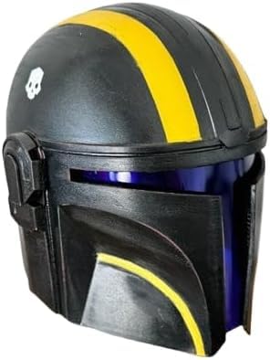 Gulvintilabcal Mittelalterlicher Mandalorianer-Helm, Premium-Nachbildung, Stahl, Cosplay, LARP, Halloween-Kostüm-Zubehör, 20,3 x 22,9 x 66 cm, Schwarz und Gelb Gulvintilabcal Mittelalterlicher Mandalorianer-Helm, Premium-Nachbildung, Stahl, Cosplay, LARP, Halloween-Kostüm-Zubehör, 20,3 x 22,9 x 66 cm, Schwarz und Gelb von Gulvintilabcal
