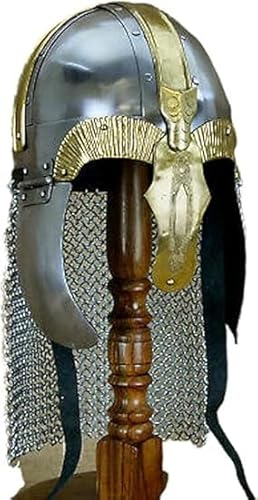 Gulvintilabcal Mittelalterlicher griechischer Nasenhelm, Stahlritter-Rüstung, tragbar, LARP-Kopf-Kostüm mit Kettenhemd, für Rollenspiel/Cosplay und Heimdekoration Gulvintilabcal Mittelalterlicher griechischer Nasenhelm, Stahlritter-Rüstung, tragbar, LARP-Kopf-Kostüm mit Kettenhemd, für Rollenspiel/Cosplay und Heimdekoration von Gulvintilabcal