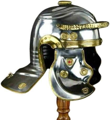 Gulvintilabcal Mittelalterlicher römischer Helm aus Stahl und Messing, Ritterrüstung, funktionaler Kampfschützer, Kopfkostüm für Rollenspiel/Cosplay & Heimdekoration, Standard Gulvintilabcal Mittelalterlicher römischer Helm aus Stahl und Messing, Ritterrüstung, funktionaler Kampfschützer, Kopfkostüm für Rollenspiel/Cosplay & Heimdekoration, Standard von Gulvintilabcal