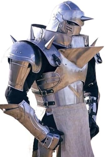 Gulvintilabcal Mittelalterliches Mandalorian Alphonse Elric Vollmetall Alchemist Battle Warrior Ganzkörper-Rüstung Kostüm, Standard, Silber von Gulvintilabcal