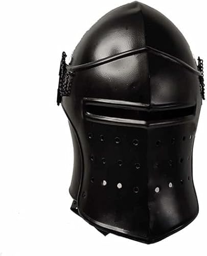 Schwarzer Wikinger Ritterhelm, Mittelalterlicher Visierhelm, Barbute Crusader Helm für LARP, SCA & Cosplay von Gulvintilabcal