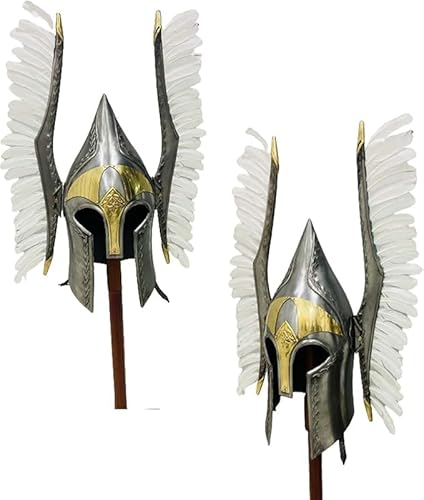 Stahl Wikinger Helm Mittelalter Ritter Kreuzritter Flügel Helm Silber Politur Rustikal Vintage Cosplay Rollenspiel Party Kostüm von Gulvintilabcal
