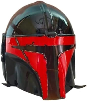 Handgefertigter Mandolorian-Helm aus Stahl, Bobba Fett Helm mit Innenfutter, bestes Geschenk für Halloween, Standard, Schwarz und Rot Handgefertigter Mandolorian-Helm aus Stahl, Bobba Fett Helm mit Innenfutter, bestes Geschenk für Halloween, Standard, Schwarz und Rot von Gulvintilabcal