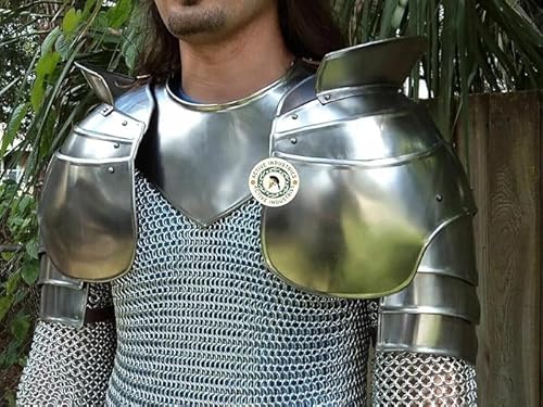 Mittelalterlicher Ritter Gorget & Pouldron Rüstung, Larp Rüstung Kostüm Cosplay Sca Larp Rüstung Silber Finish Mittelalterlicher Ritter Gorget & Pouldron Rüstung, Larp Rüstung Kostüm Cosplay Sca Larp Rüstung Silber Finish von Gulvintilabcal