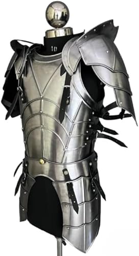 Mittelalterlicher Ritter Stahl Halbkörper Rüstung Funktionelle Rüstung Larp Rüstung Kostüm Cosplay Sca Larp Rüstung Geschenk für Männer Frauen Standard Silber Mittelalterlicher Ritter Stahl Halbkörper Rüstung Funktionelle Rüstung Larp Rüstung Kostüm Cosplay Sca Larp Rüstung Geschenk für Männer Frauen Standard Silber von Gulvintilabcal