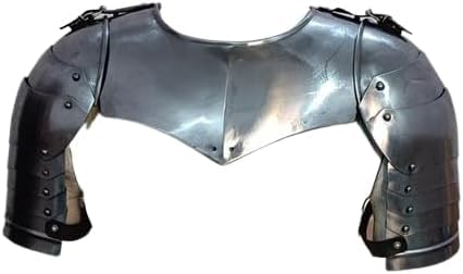 Mittelalterliches Gorget-Set mit Schulterschulterschutz Schutzpanzer Cosplay LARP Kostüm tragbar für Erwachsene Silber von Gulvintilabcal