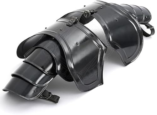 Schulterpanzer aus Baustahl, Mittelalter-Kostüm, LARP Armor SCA Armor Spaulder Kampfarmschiene, Ritterkrieger, Schulterschutz, Set, schwarzes Finish von Gulvintilabcal