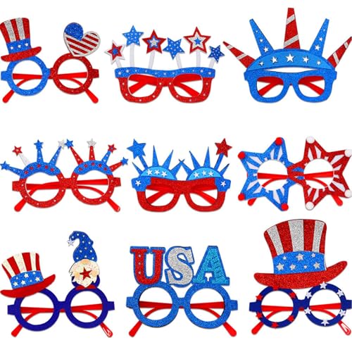 4. Juli Sonnenbrille, patriotische Themen-Farbtöne, festliche Kostüm-Brillen, rot, weiß, blau, Partyzubehör, 9 Stück, Unabhängigkeitstag-Paraden, Grillen, Pool-Feiern 4. Juli Sonnenbrille, patriotische Themen-Farbtöne, festliche Kostüm-Brillen, rot, weiß, blau, Partyzubehör, 9 Stück, Unabhängigkeitstag-Paraden, Grillen, Pool-Feiern von Gungtj