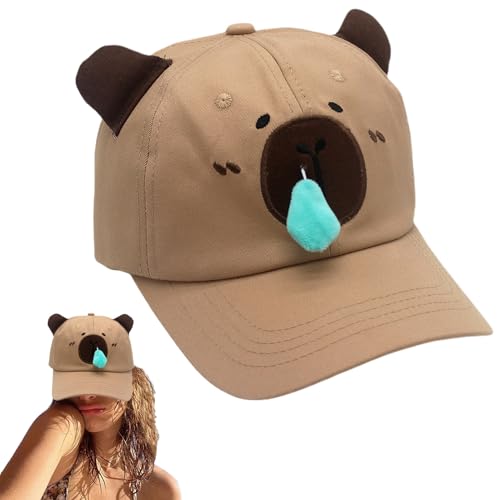 Capybara Baseball Hat, Embroidered Cute Animal Cosplay Cap, Comfortable Adjustable Fit with Fun Embroidery, Wide 7.87 Inches Cap Width, Funny Accessory for Easter Gift von Gungtj