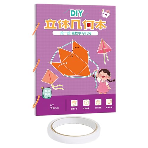 Gungtj 3D Geometrie Lernbuch, 3D Geometrie Lernspielzeug Mit 9/12/15 Körpern, Flechtspiel Mit Schnur Für Jugendliche Mädchen Anfänger Homeschool Kindergarten Reise von Gungtj