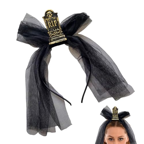 Gungtj Halloween Haarbänder | Gothic Party Grabstein Stirnband Mit Schleier - Grusel Kostümzubehör Haarspange Für Karneval Bühnenauftritte Maskenbälle von Gungtj