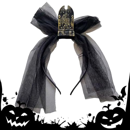 Gungtj Halloween Kopfschmuck,Grusiges Grabstein Kopfband Mit Schleier Für Party | Gruselige Kostümzubehör Für Karneval Maskenbälle Bühnenauftritte von Gungtj