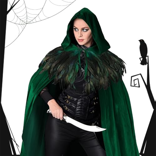 Gungtj Kapuze Umhang - Halloween Cosplay Kostüm Mit Kapuze | Samt Cape Unisex Für Renaissance Hexe Erwachsene Damen Herren Cosplay von Gungtj