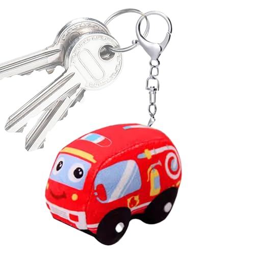 Gungtj Plüschanhänger - Feuerwehr Auto Plüsch Anhänger Schlüsselband - Charm für Tasche Geldbörse Handtasche Reisen Zuhause Vorschule Kinderbett Kindergeburtstag Feiertag Geschenkidee von Gungtj