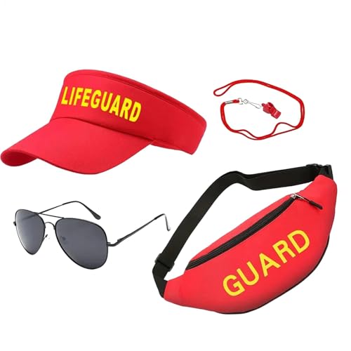 Gungtj Rettungsschwimmer Kostüm mit Zubehör, Verstellbares Rettungsschwimmer Outfit Rettungsschwimmer Kostüm mit Sonnenblende und Pfeife, Baywatch Komplettes Rettungsschwimmer Kostüm Set für Männer Gungtj Rettungsschwimmer Kostüm mit Zubehör, Verstellbares Rettungsschwimmer Outfit Rettungsschwimmer Kostüm mit Sonnenblende und Pfeife, Baywatch Komplettes Rettungsschwimmer Kostüm Set für Männer von Gungtj